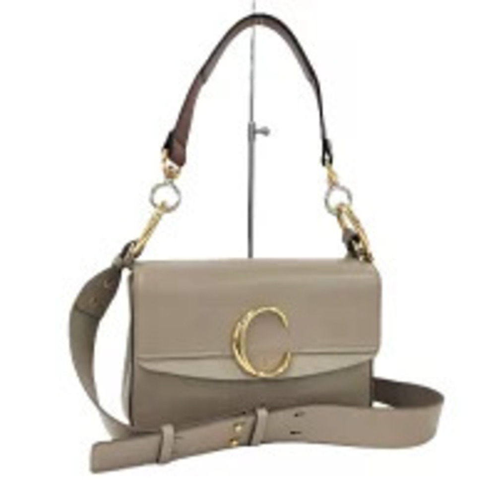 CHLOE Handbag Leather Greige Gray
